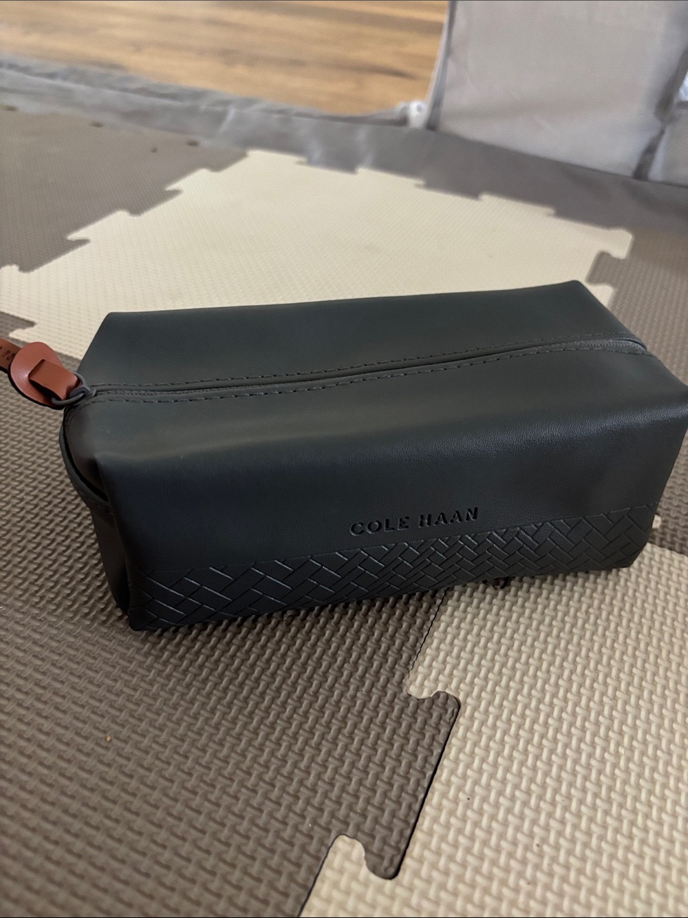 Cole Haan Black Men's Toiletry Kit with Brown Pull Tab